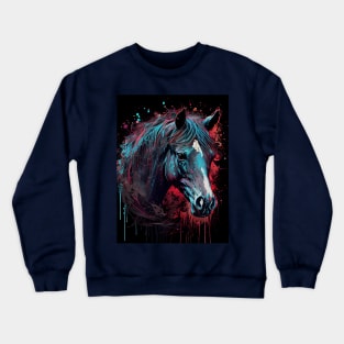 Horse Art 90s Style Crewneck Sweatshirt